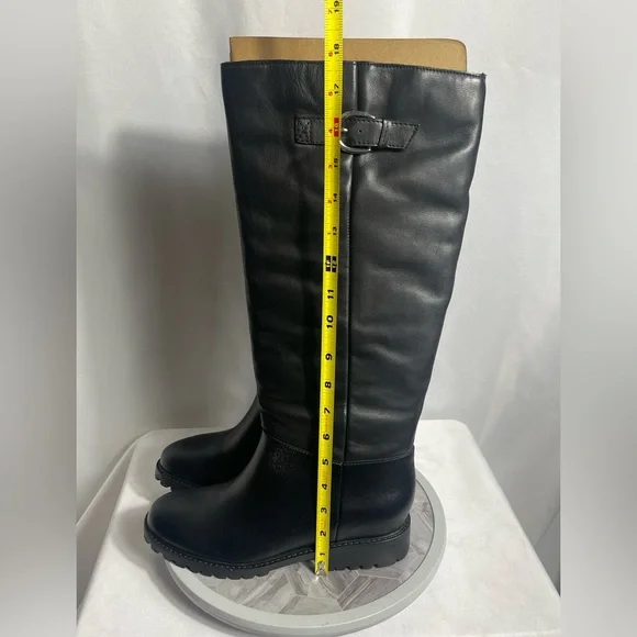 Steve Madden Leary Black Leather Tall Lug Sole Boots Size 9M - Picture 11 of 12